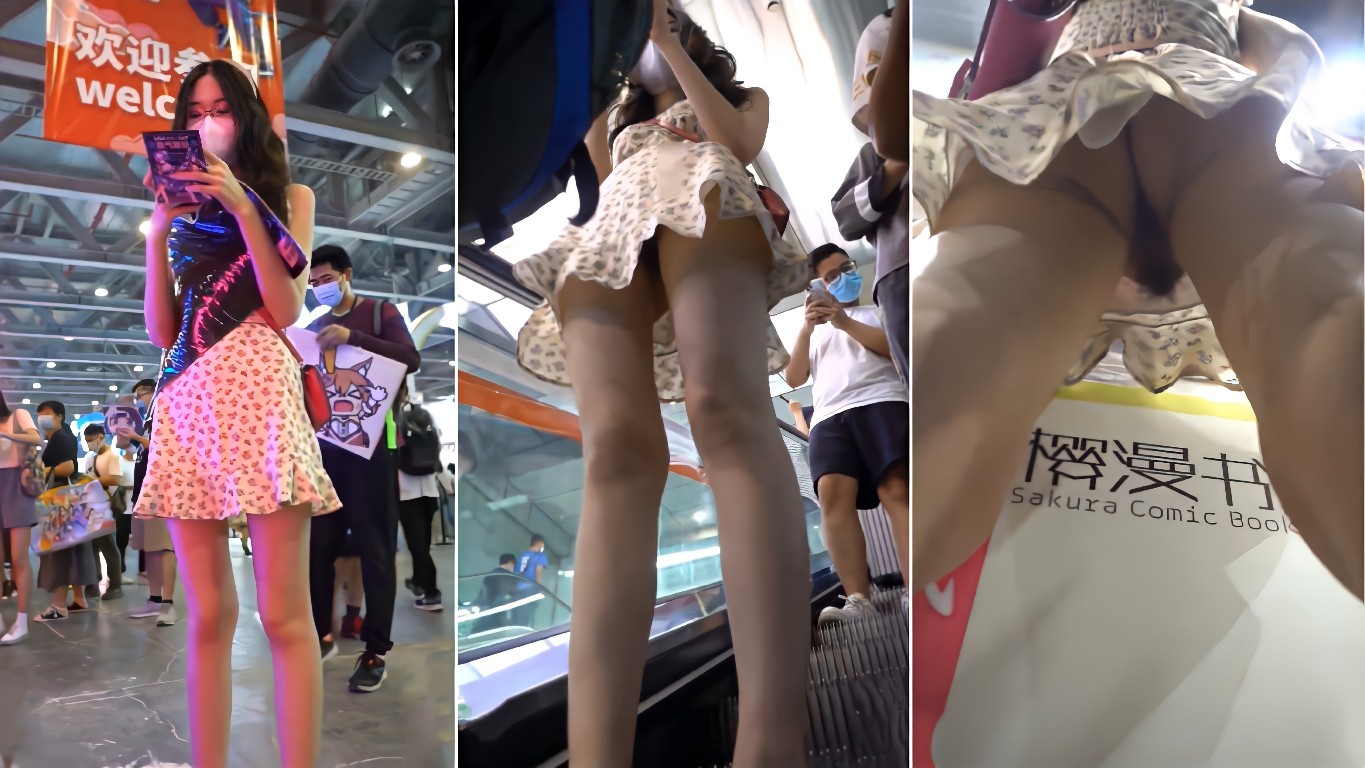 街头抄底 高挑美腿女神不穿内裤逛街
