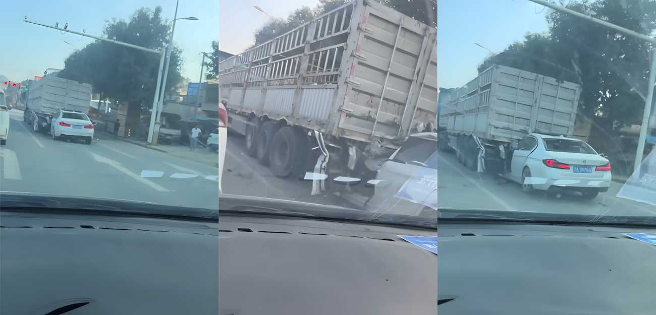 贵州龙里精神小伙酒后超载超速 驾驶小轿车追尾大型货车 车内7人全部阵亡
