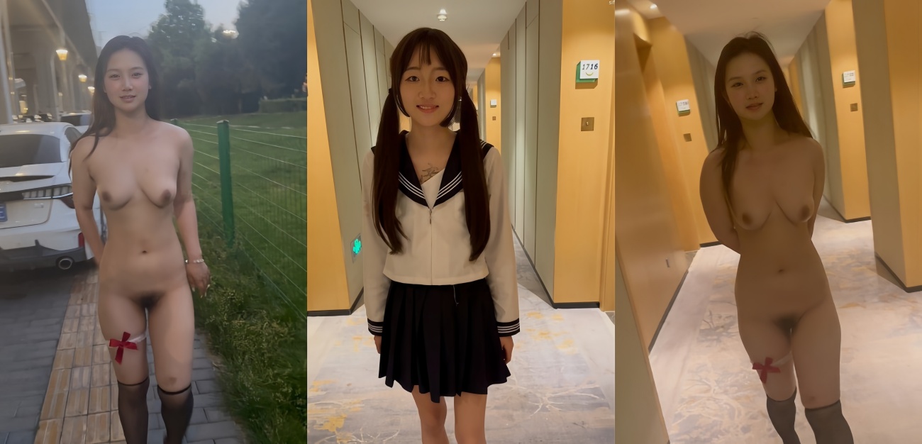 高颜值美少女深夜街头露出 穿着情趣内衣光明正大在街上走 环卫工人直呼卧槽
