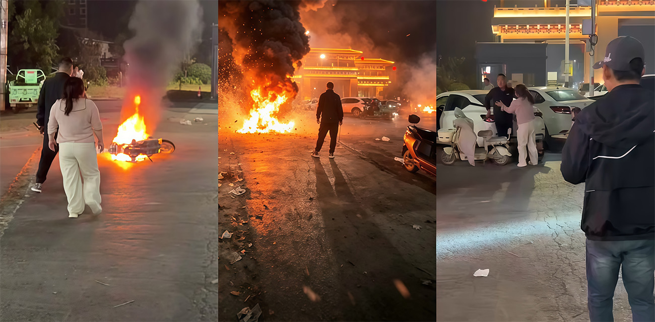 邯郸广府古城抓小三烧电动车事件完整视频 广府当场抓奸小三 最后电车买了单