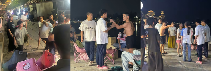 厦门后溪夜市街头 父亲要带女儿回家反遭多人群殴 黄毛态度嚣张引众议